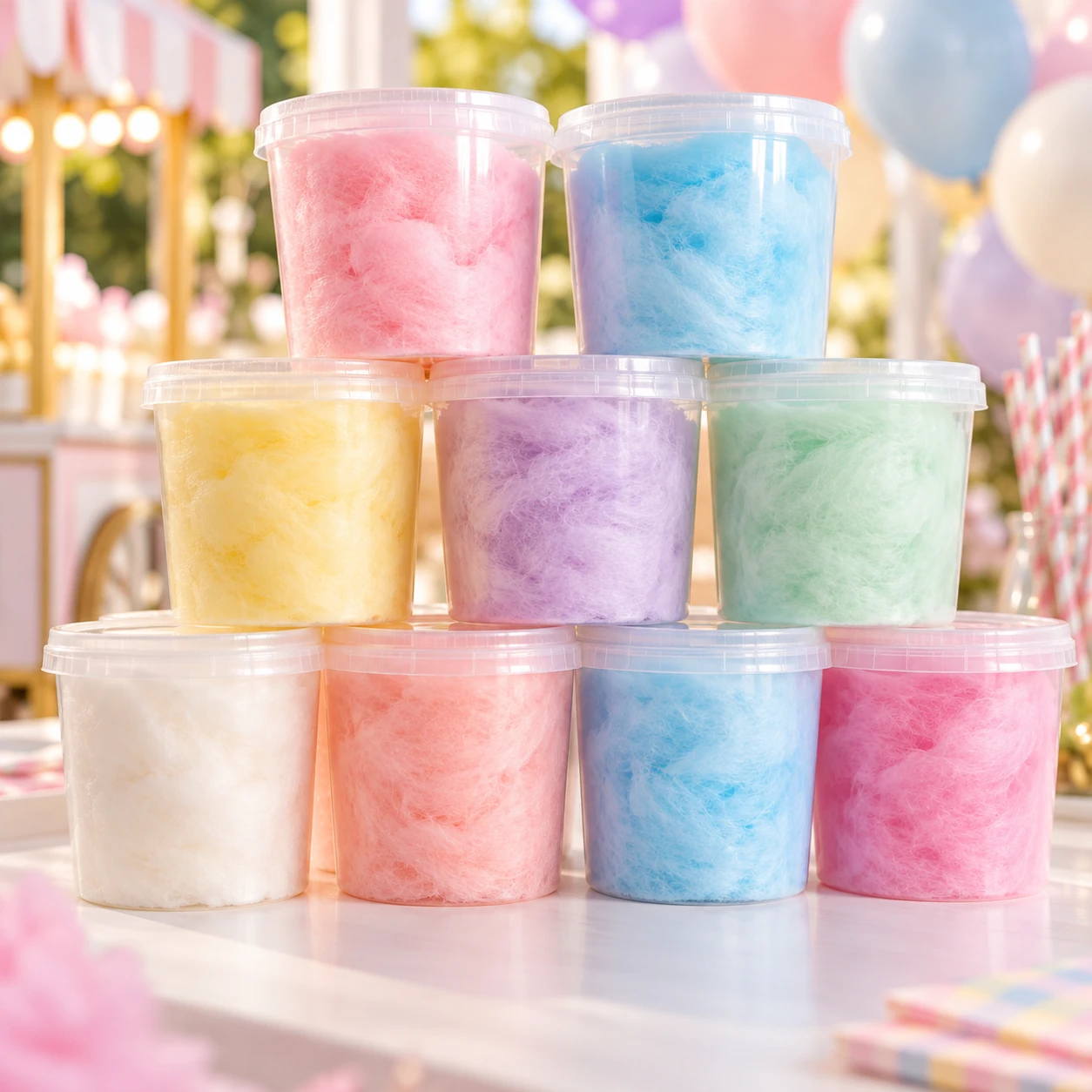 Barbe à papa en pot Disponible en formats 16 oz et 32 oz, notre barbe à papa en pot se décline maintenant en 15 délicieuses saveurs. Une option colorée, pratique et festive, parfaite pour les fêtes, événements ou simplement pour se gâter! À partir de 2,75 $ / ch.