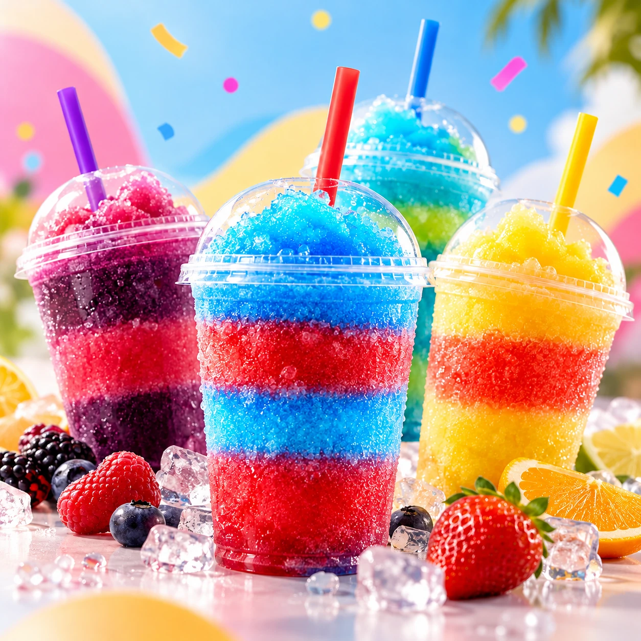 Plus de 21 saveurs de slush, dont 6 funtails originaux et décadents.
